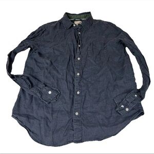 Panama Jack Men’s Size Large Long Sleeve Button Up Casual 100% Linen Blue #0876